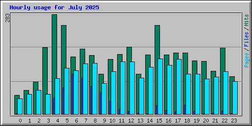 Hourly usage for July 2025